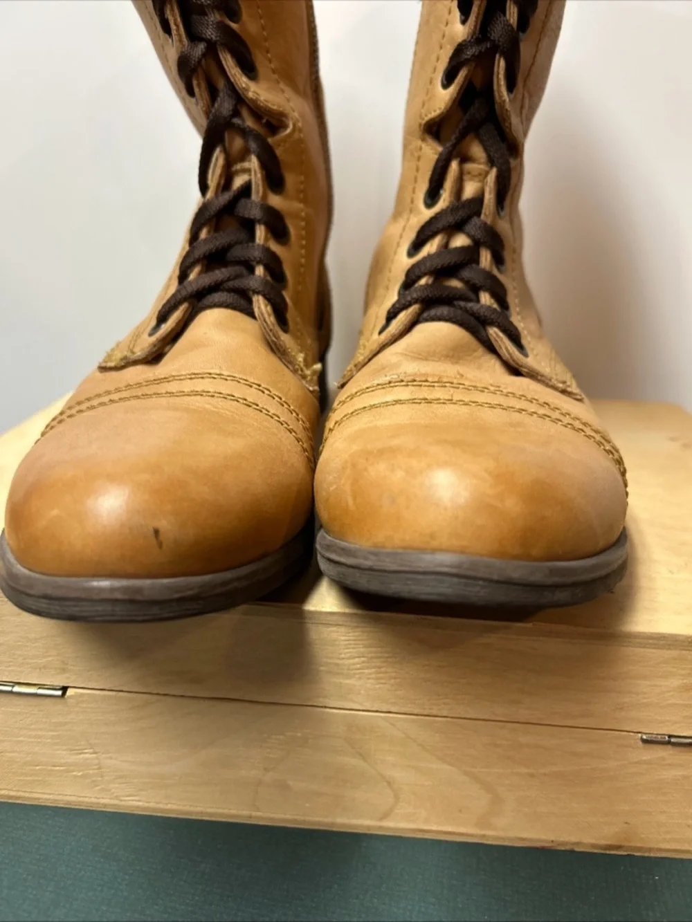 Zigi Soho Combat Boots Women's 9 Punisher Tan Leather Zip Lace Up Festival - Picture 3 of 12